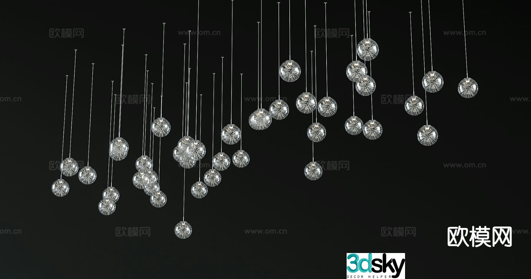 Modern glass chandelier decorative lamp 3d model