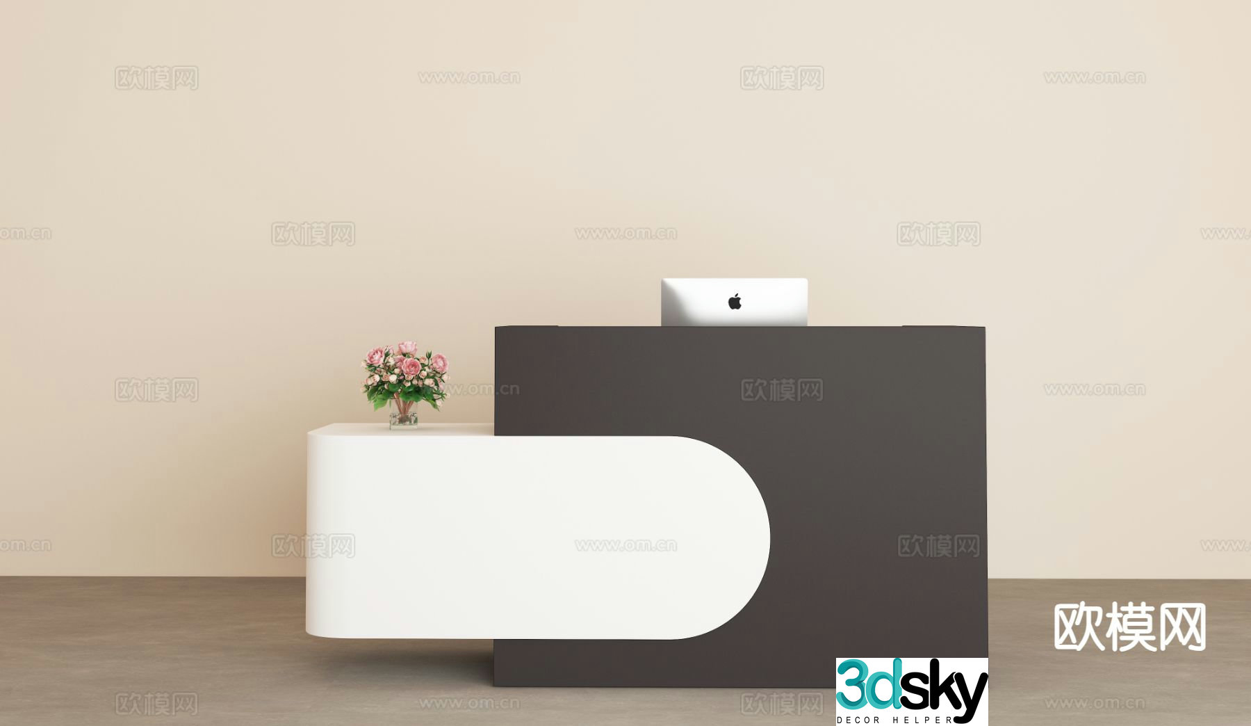 Modern front desk reception desk service desk 3d model