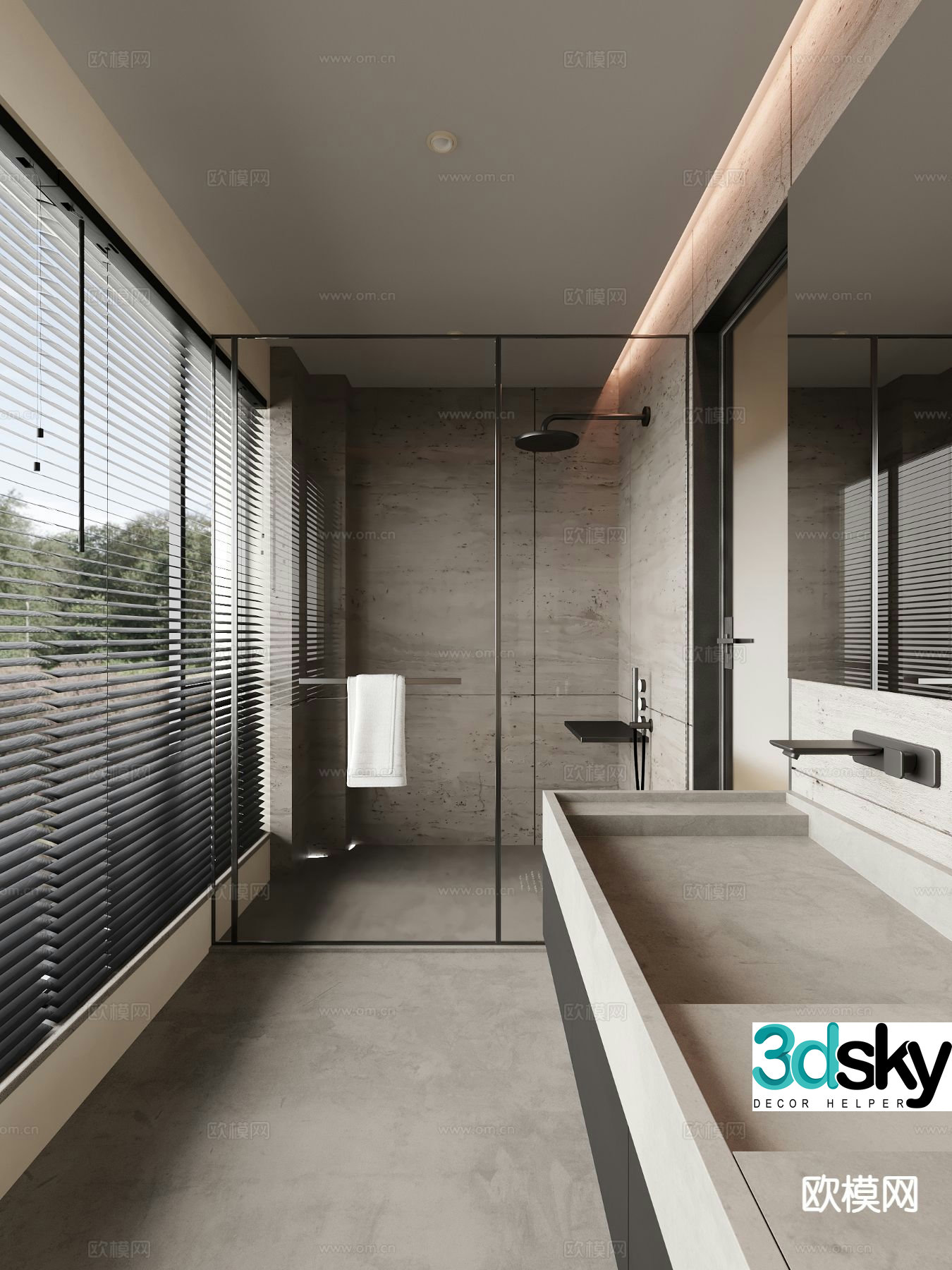 Italian style bathroom dry and wet separation bathroom 3d model