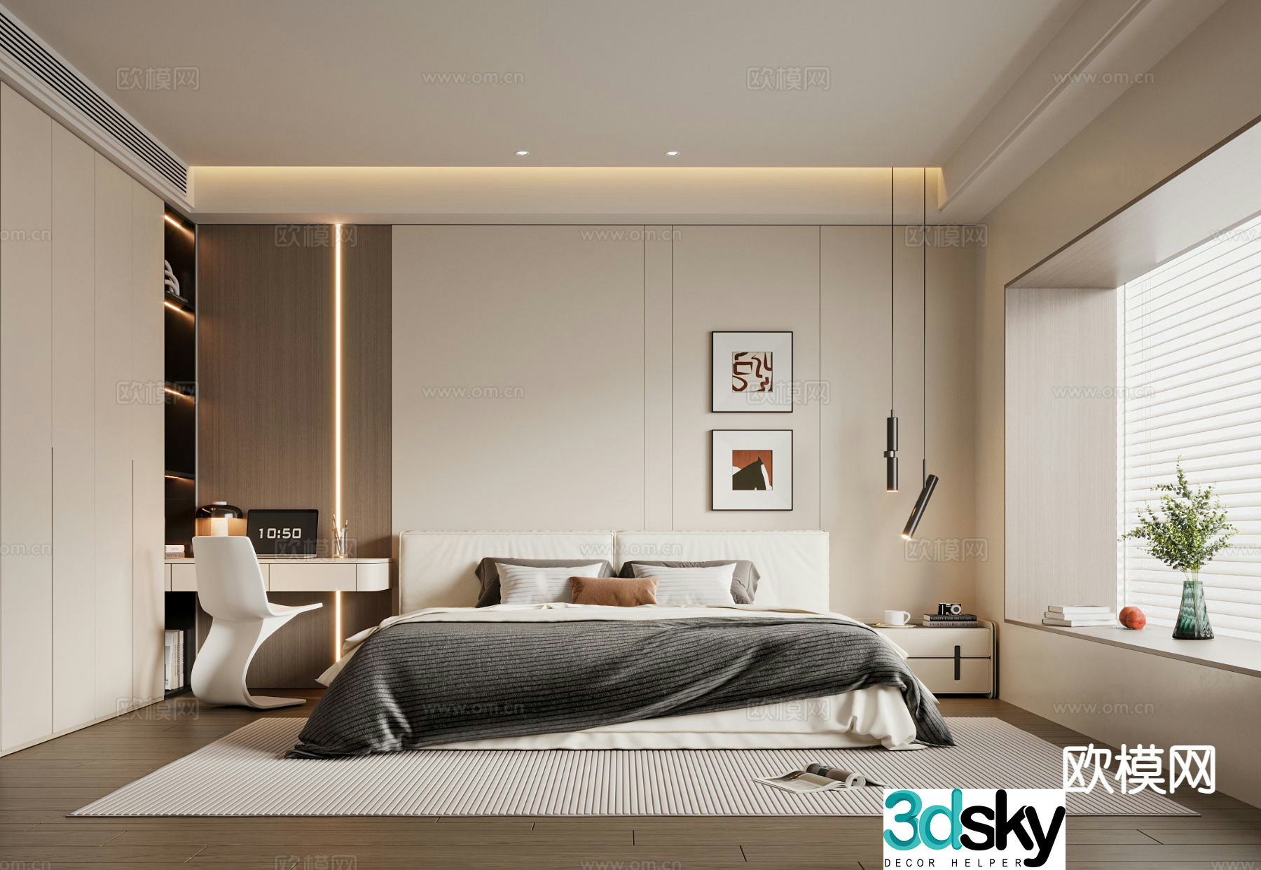 Modern bedroom master bedroom 3d model