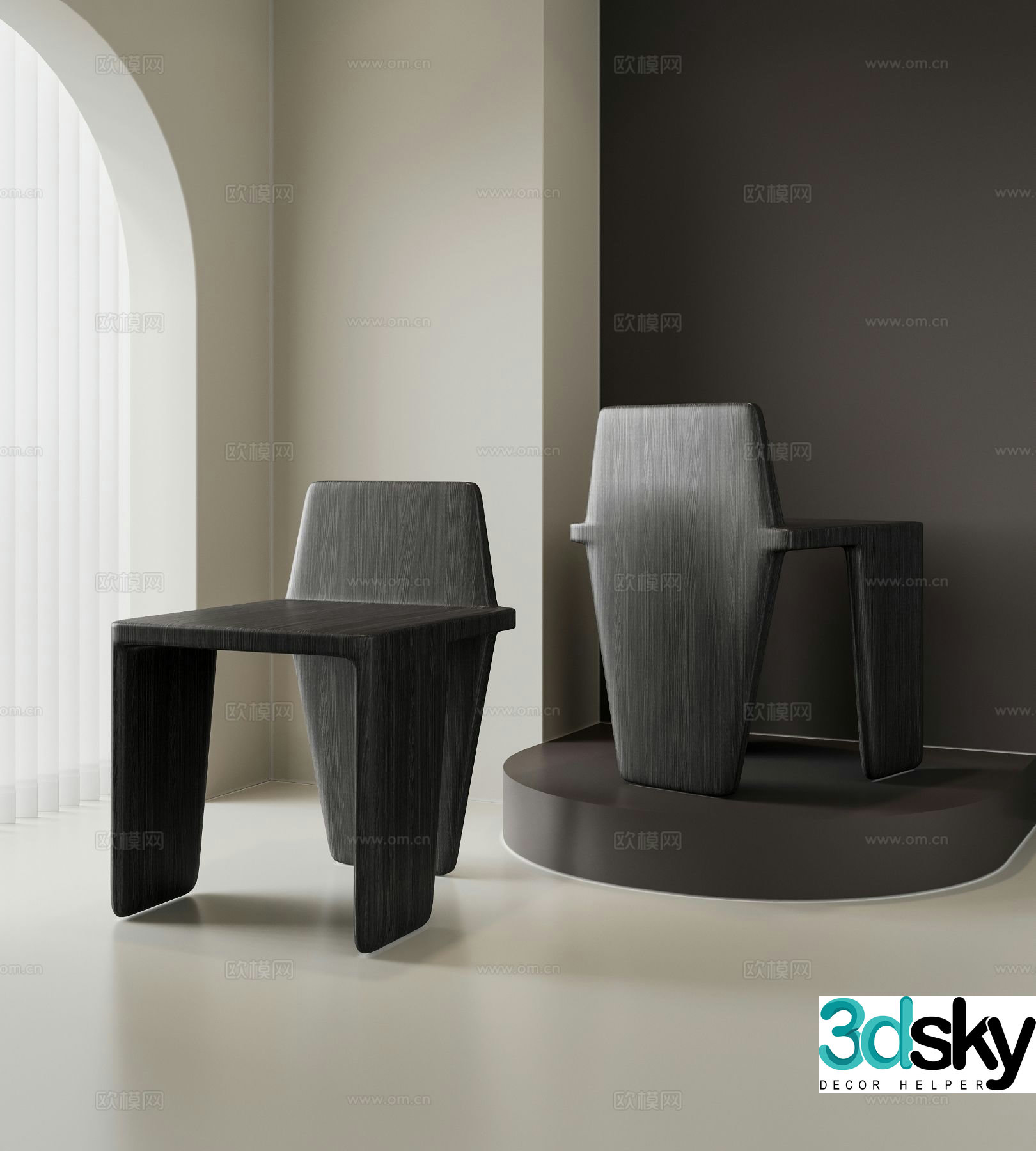 Modern leisure chair dining chair chair 3d model