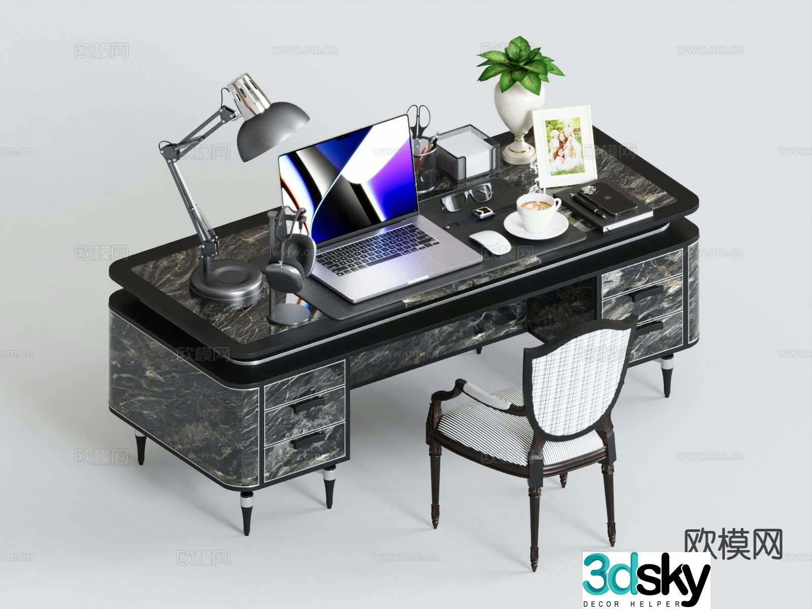 French desk desk 3d model