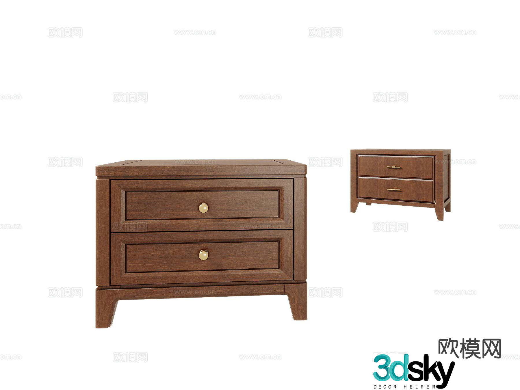 Chinese mahogany bedside table 3d model