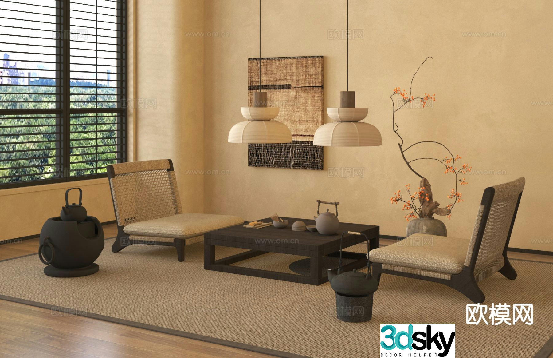 New Chinese style tea table and chairs tea table tea table 3d model
