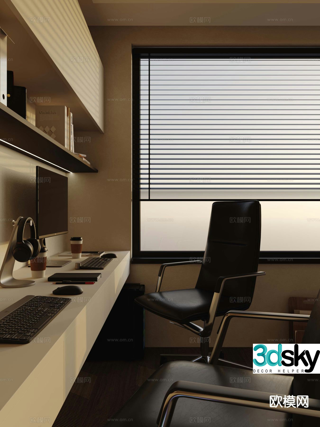 Modern desk writing desk computer desk 3d model