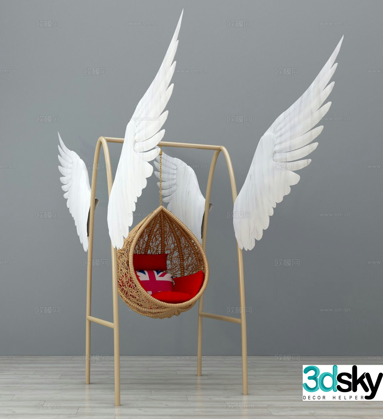 Wabi-sabi hanging chair egg chair swing chair 3D model