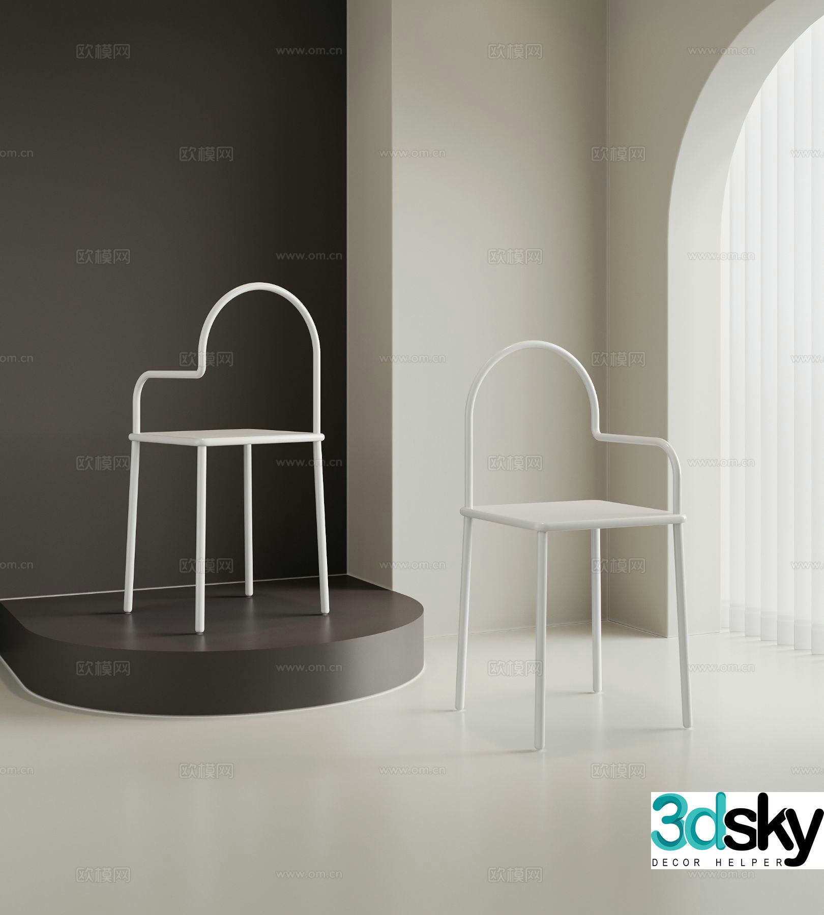 Modern leisure chair dining chair single chair metal chair 3d model