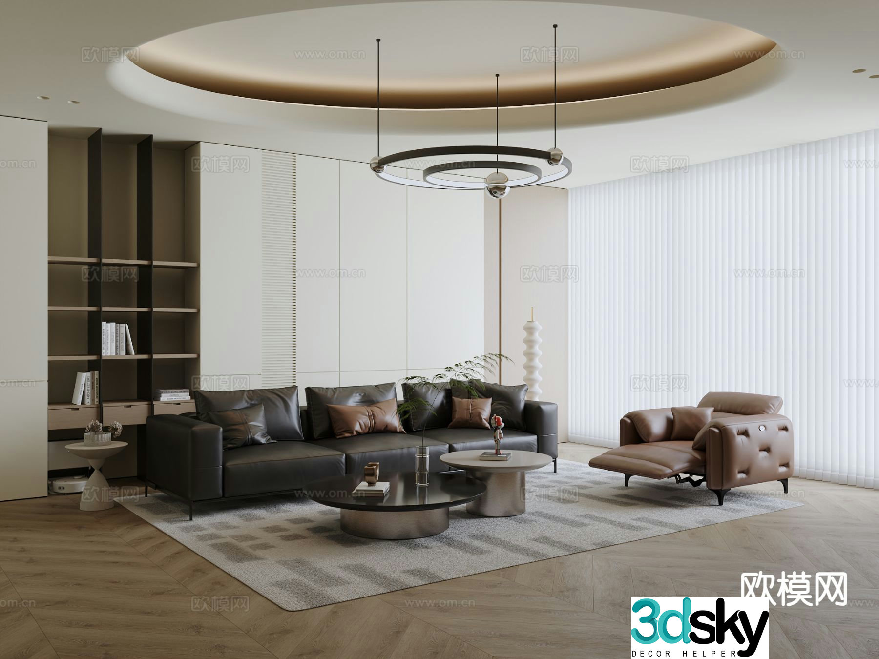 Modern modular sofa leather sofa 3d model