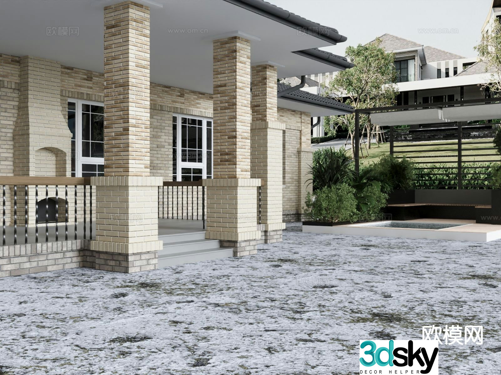 Modern courtyard landscape villa courtyard 3d model