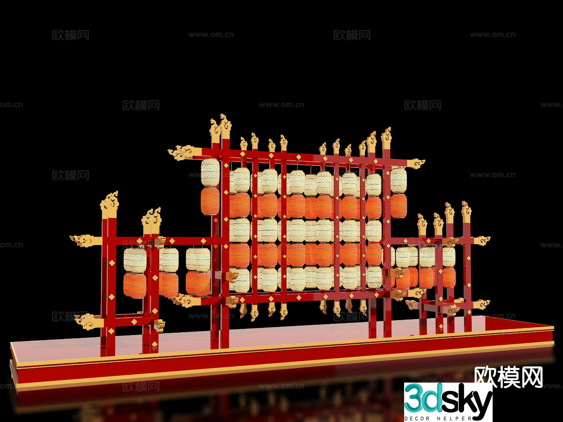 New Chinese style outdoor lantern device Meichen check-in 3D model