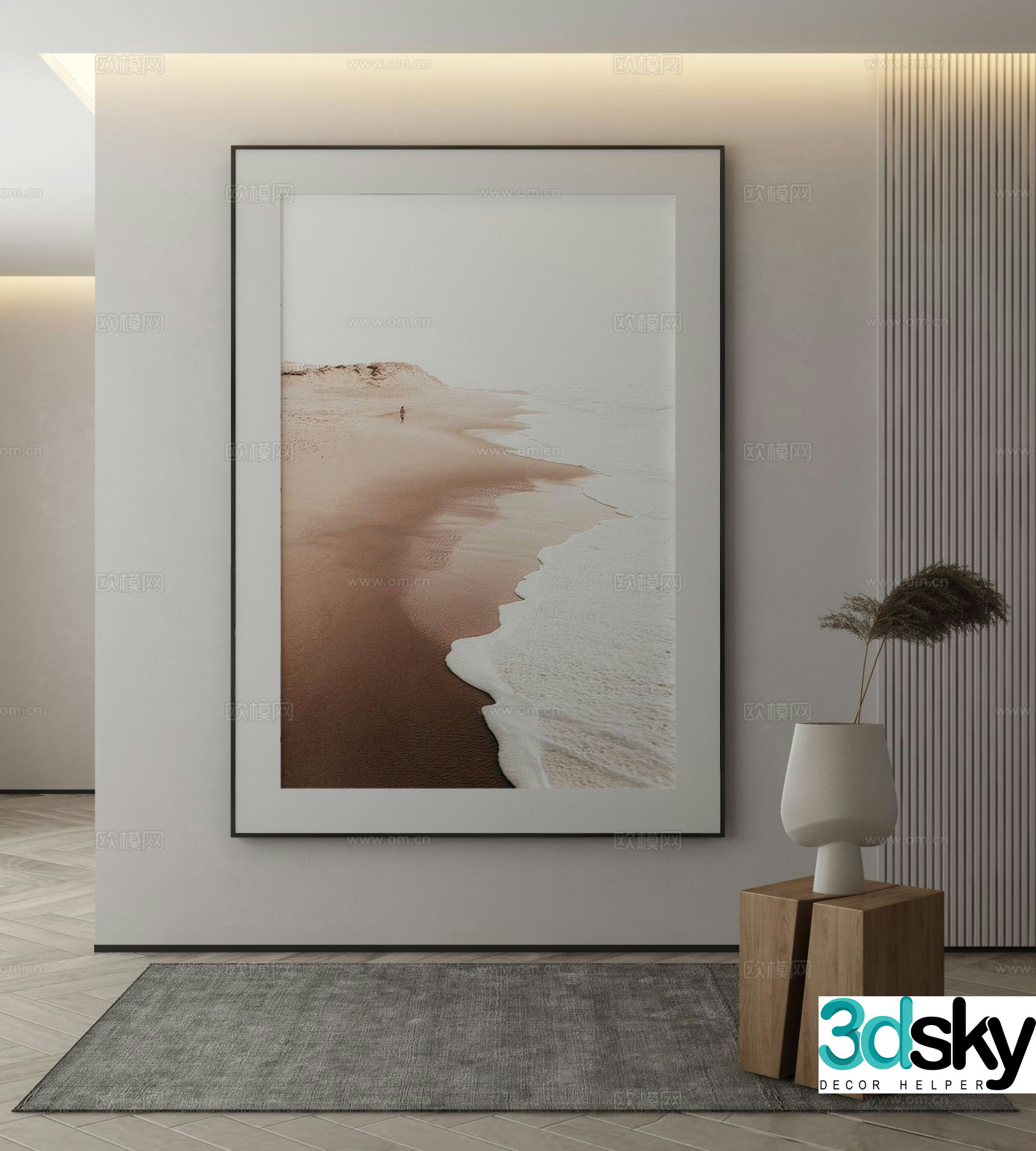 Decorative painting texture painting beach hanging painting 3d model