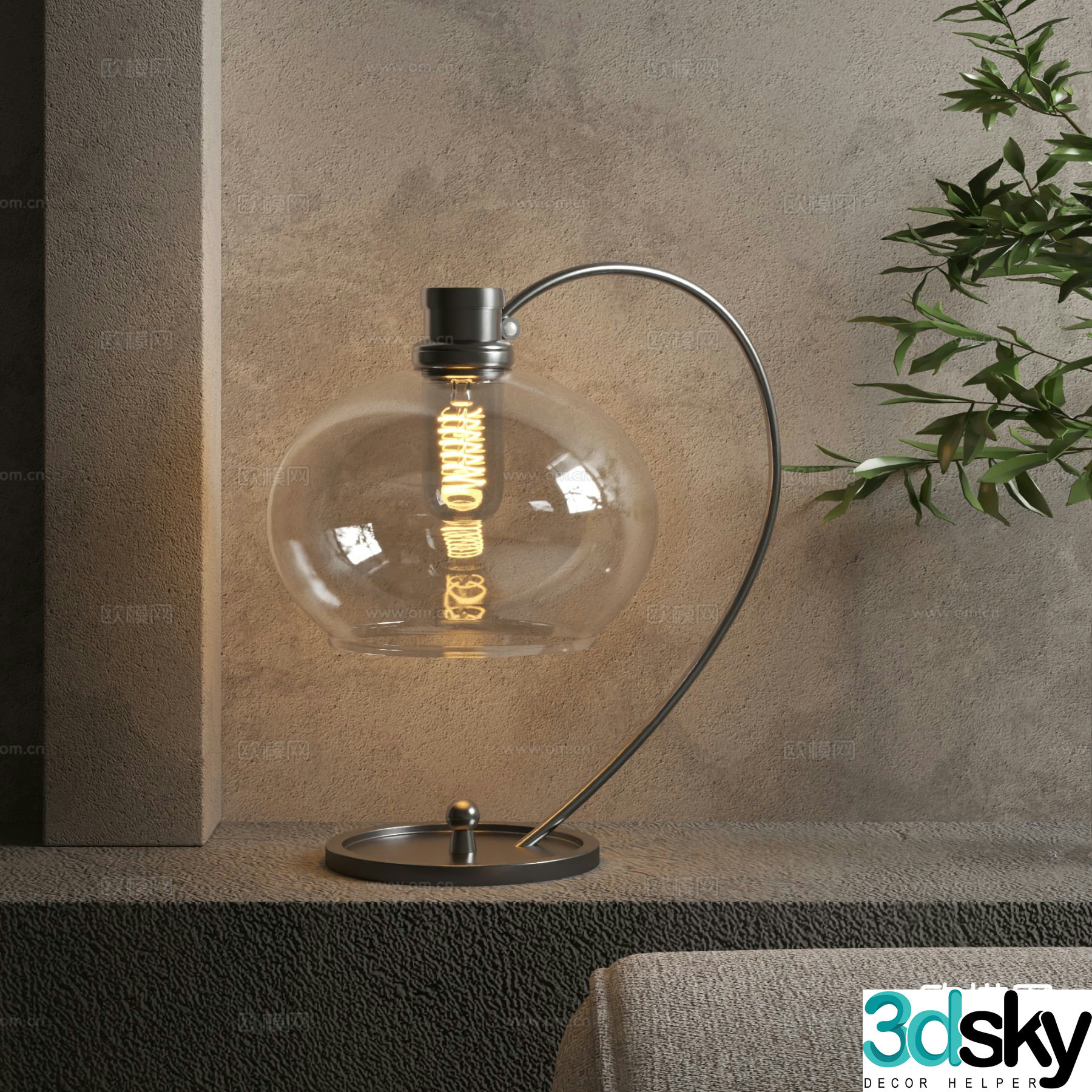Modern glass table lamp 3d model