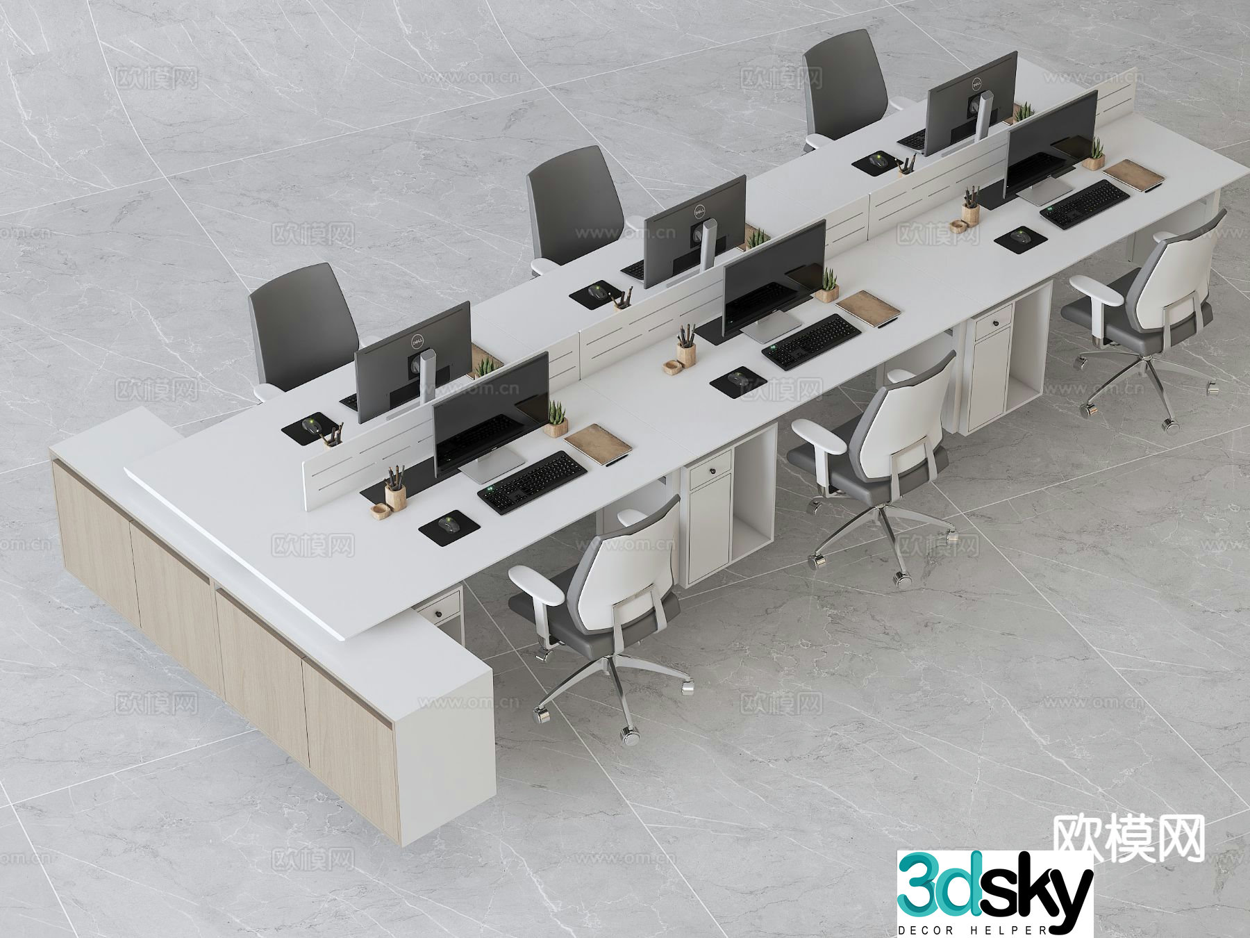 Card space desk staff table 3d model