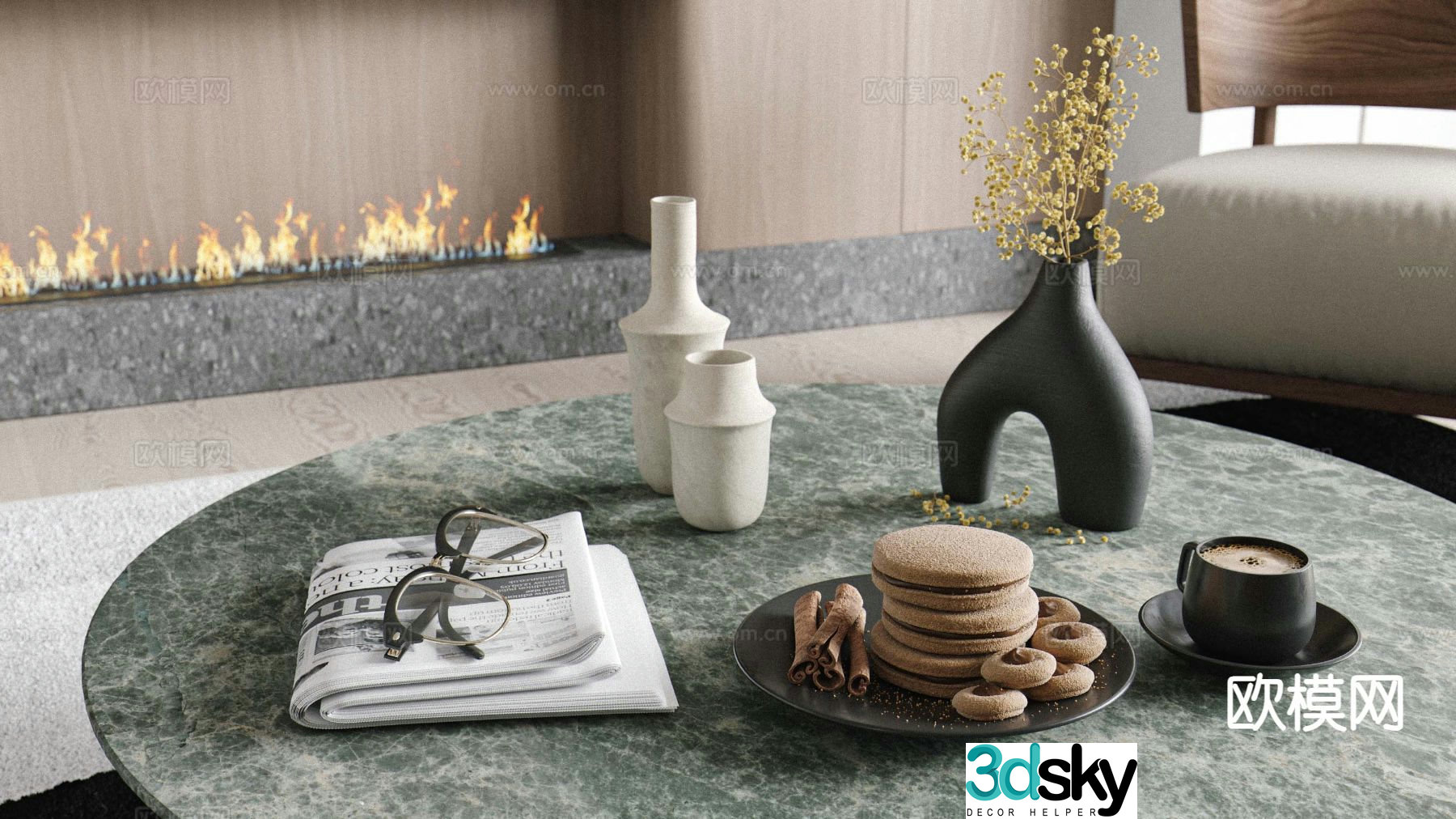Modern coffee table ornaments 3d model