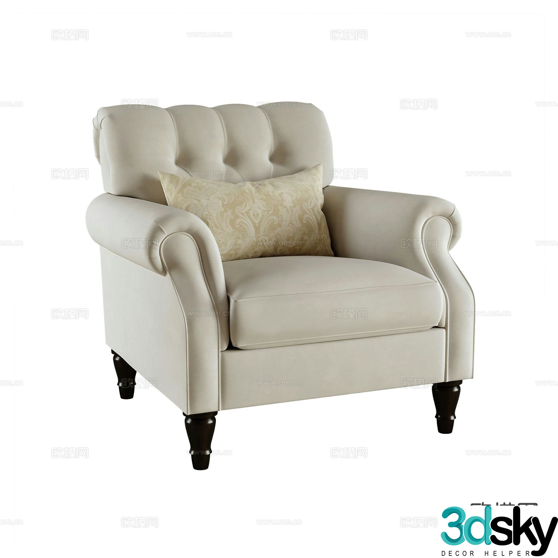 American single sofa armchair 3d model