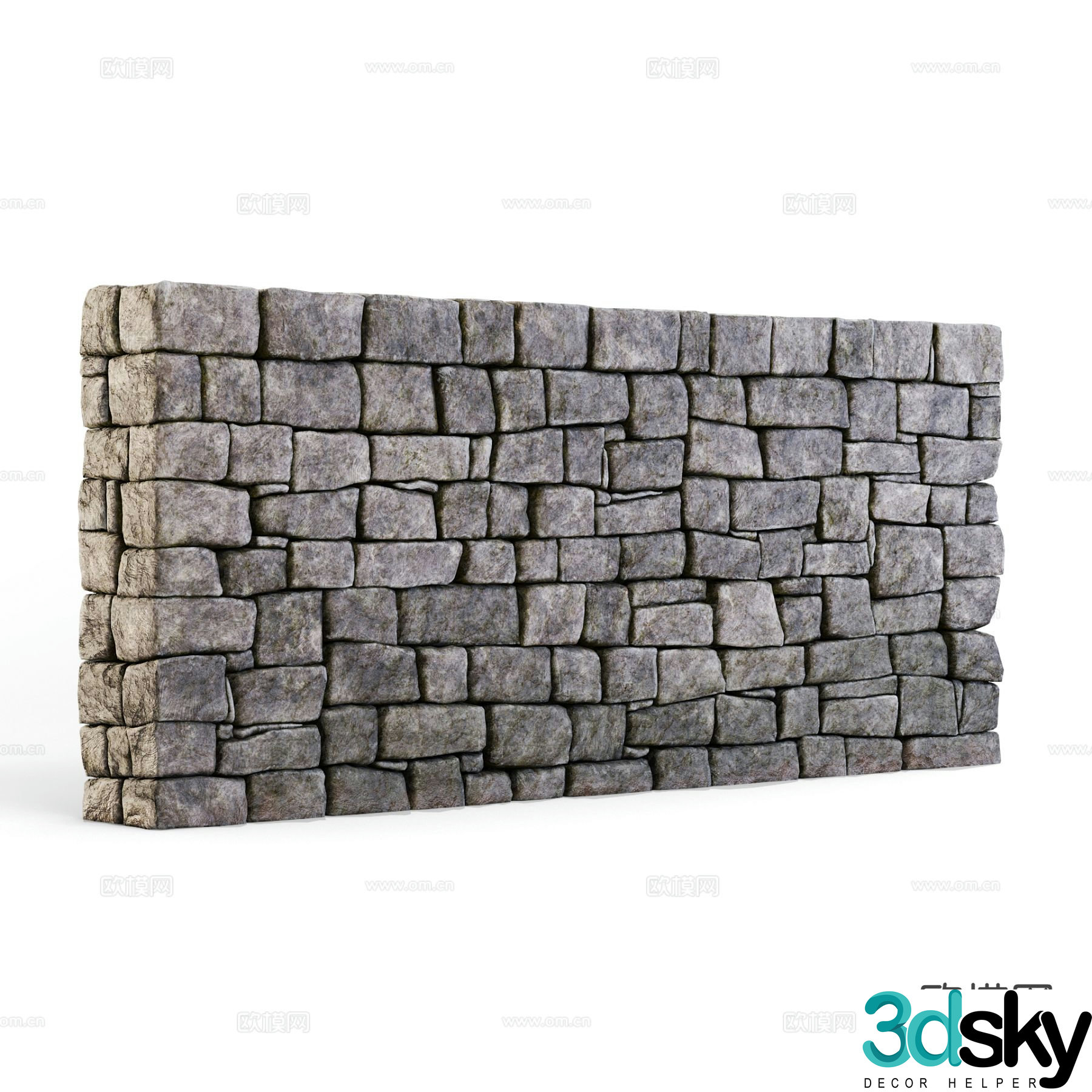 Rough stone wall brick wall wall retro wall tile stone wall 3d model