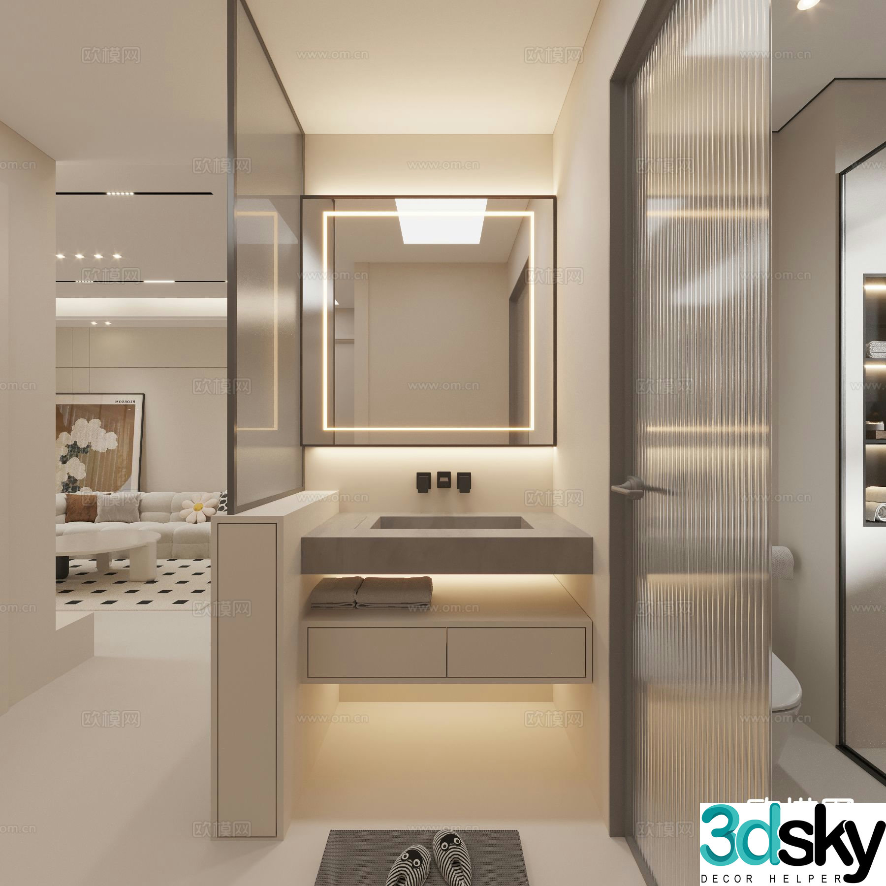 Modern bathroom dry area 3d model