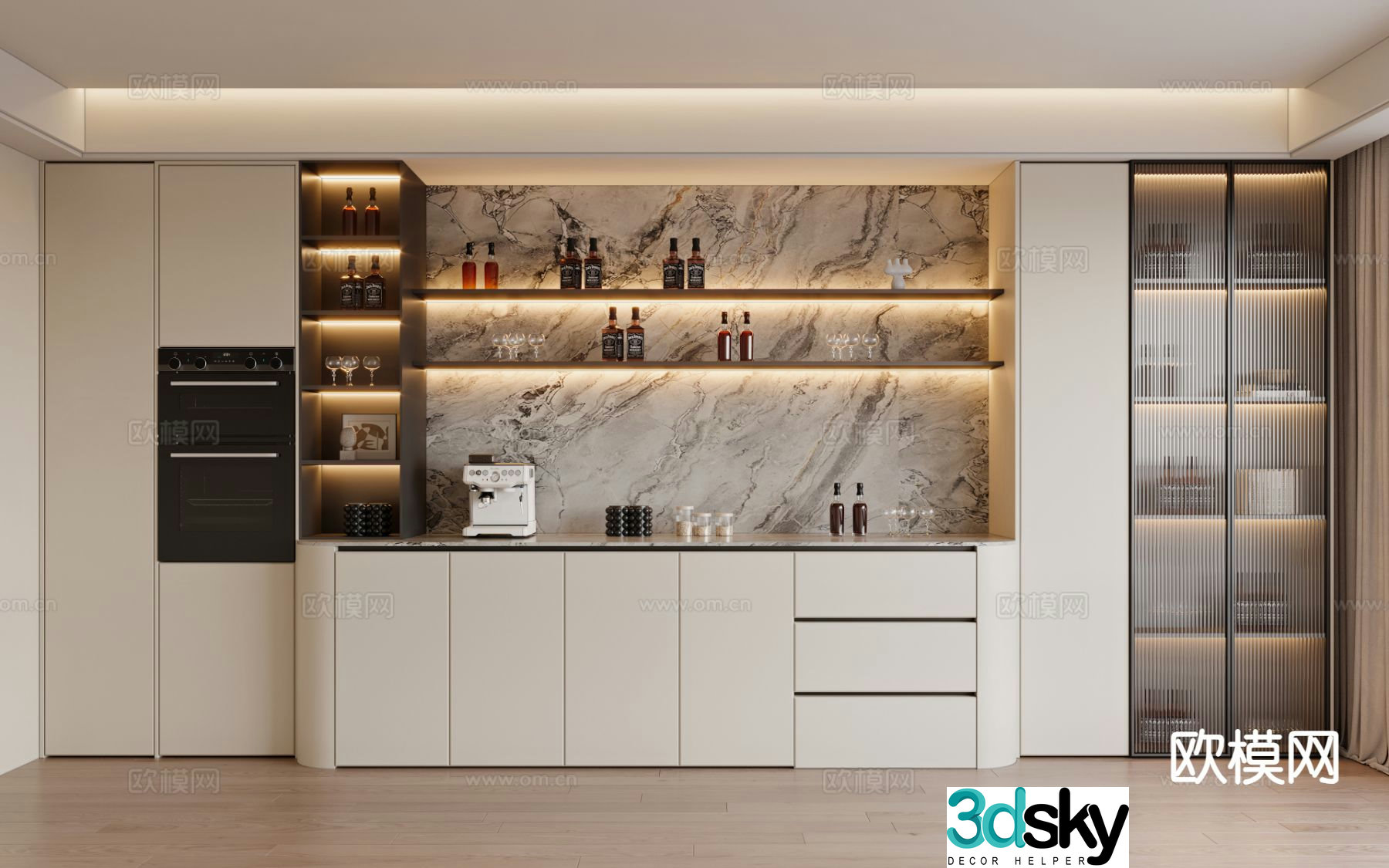 Modern wine cabinet sideboard 3d model