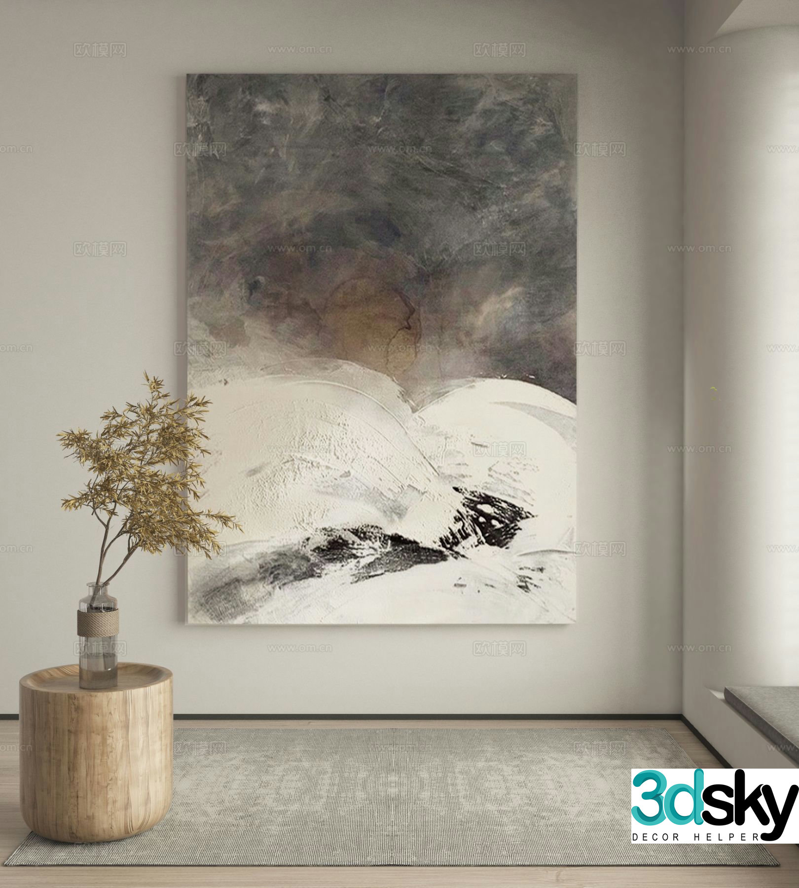 Wabi-sabi painting texture painting decorative painting hanging painting 3D model