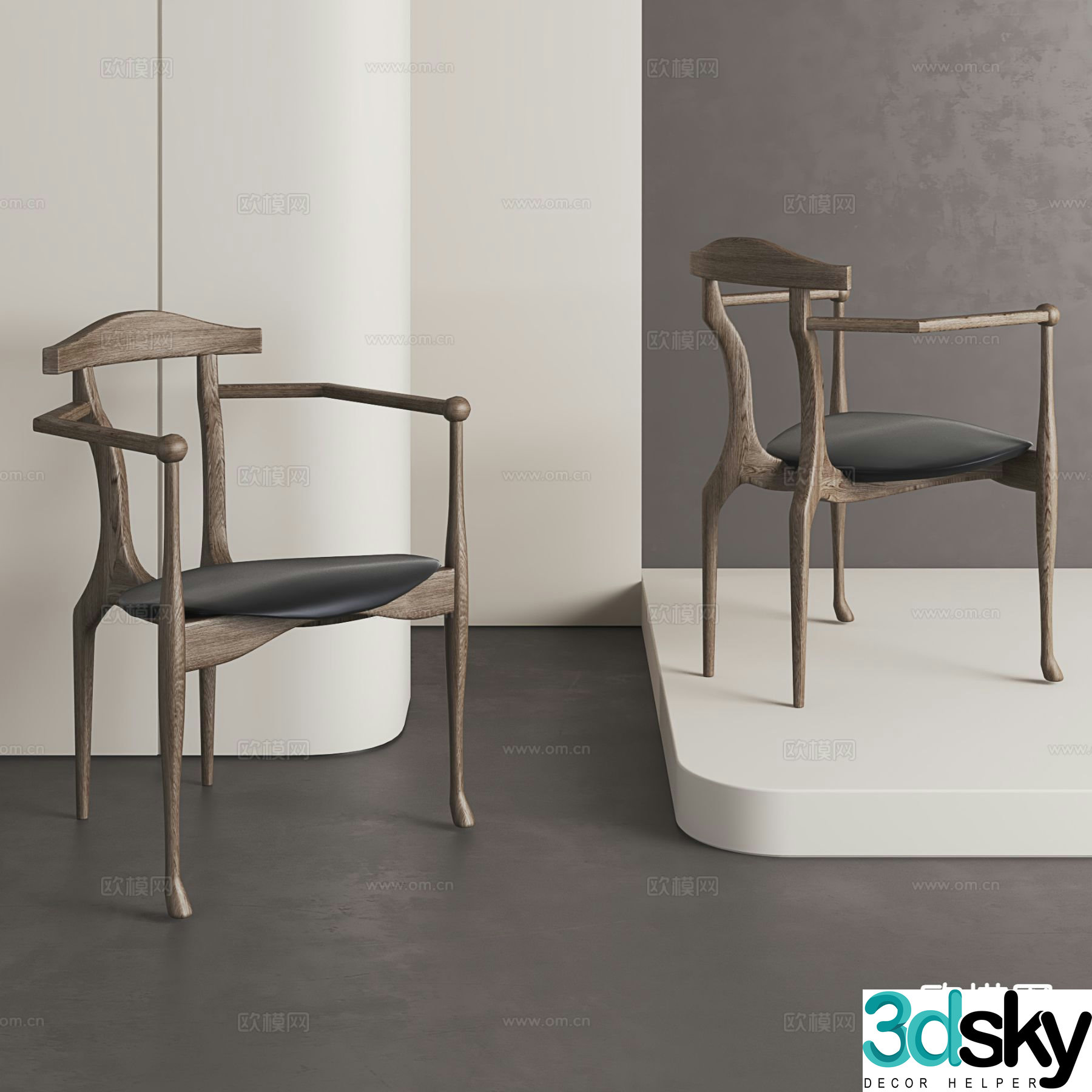 Medieval style chair dining chair 3d model