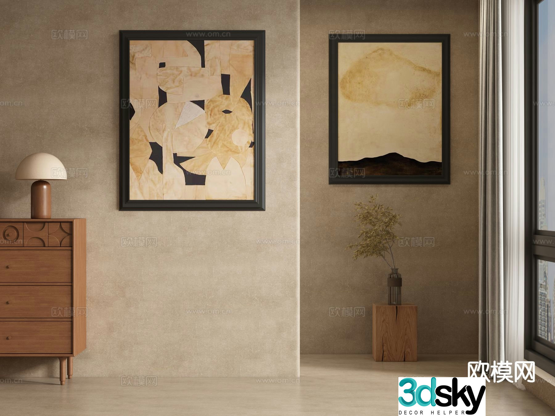 Medieval style decorative painting hanging painting 3d model