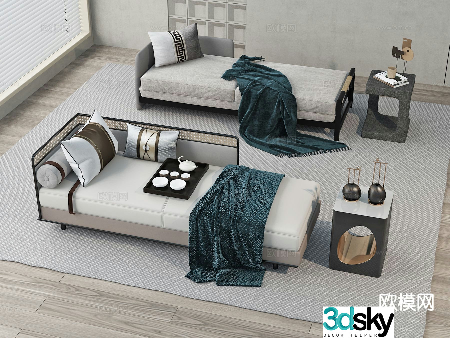 New Chinese style chaise longue 3d model