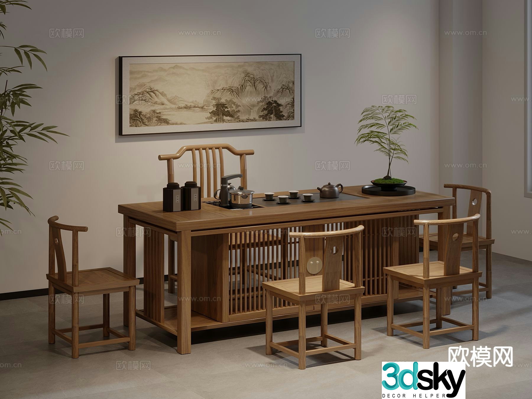 New Chinese style tea table tea table 3d model