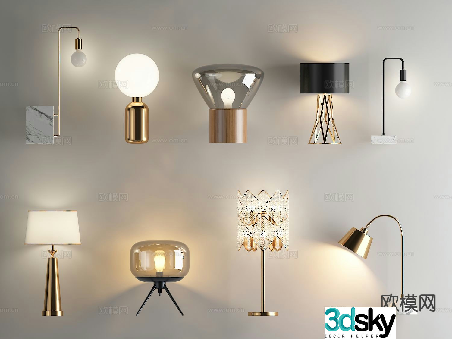 Light luxury desk lamp glass desk lamp 3d model