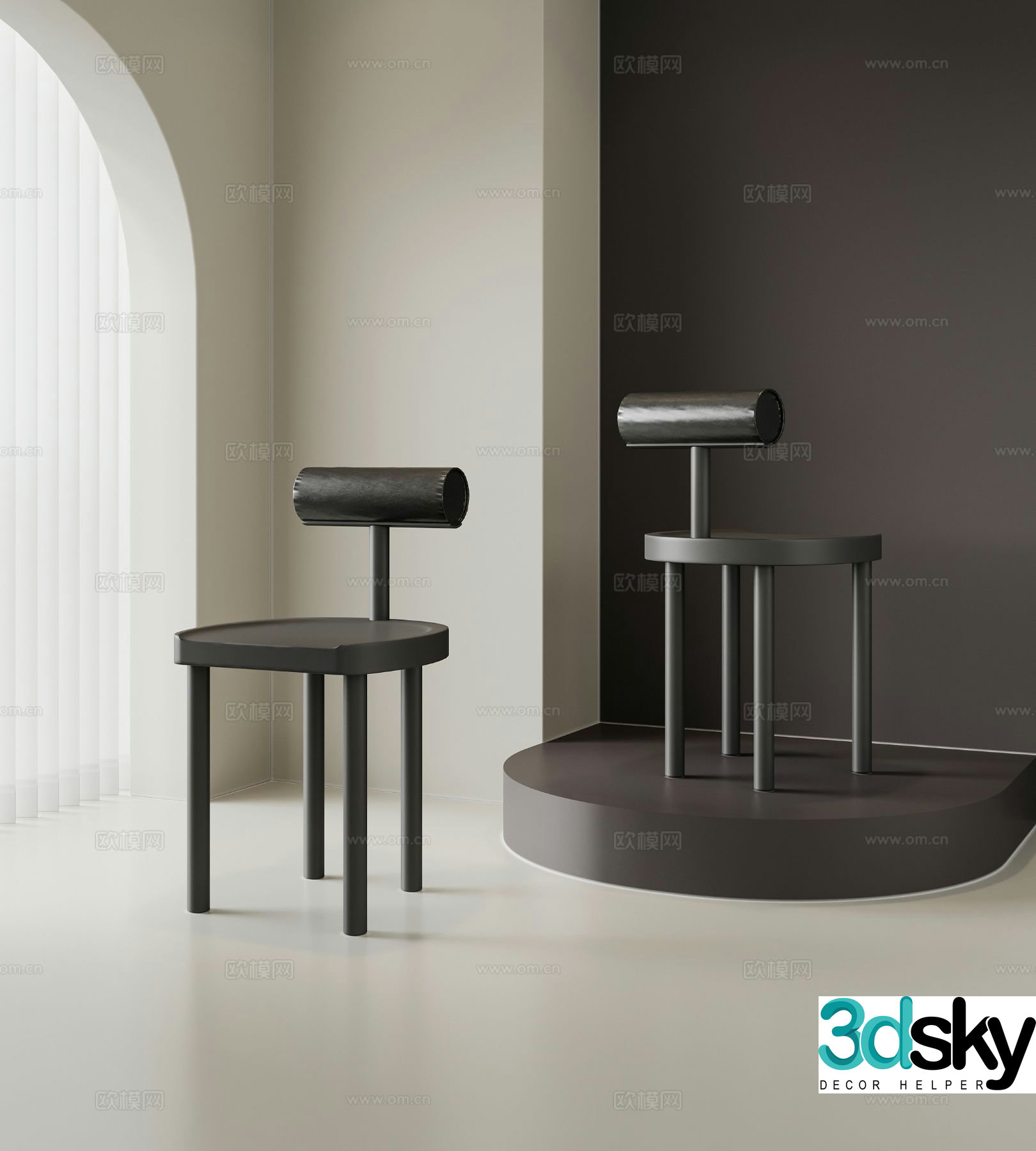 Modern chair dining chair single chair 3d model