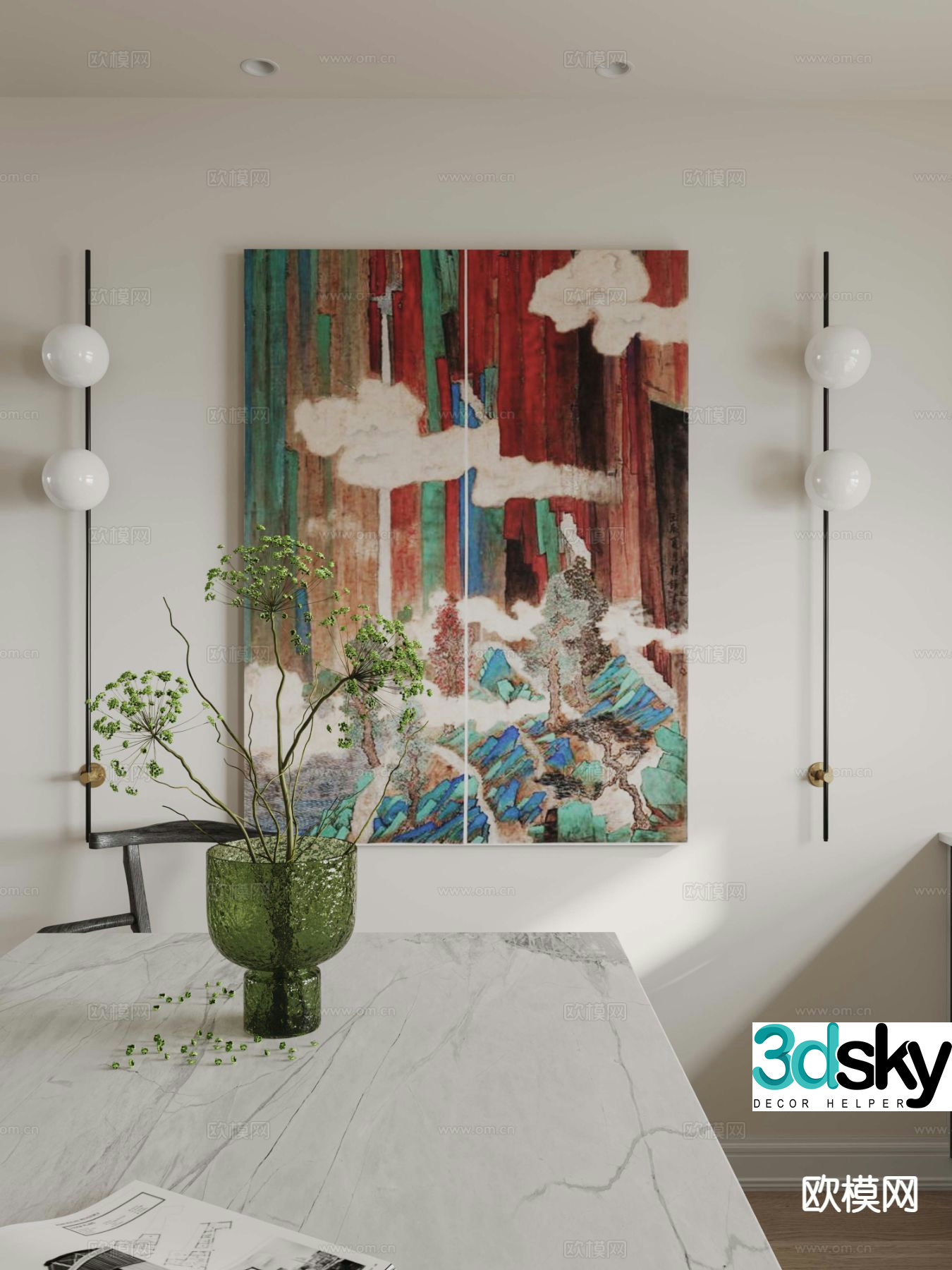 Wabi-sabi painting texture painting abstract painting hanging painting 3D model