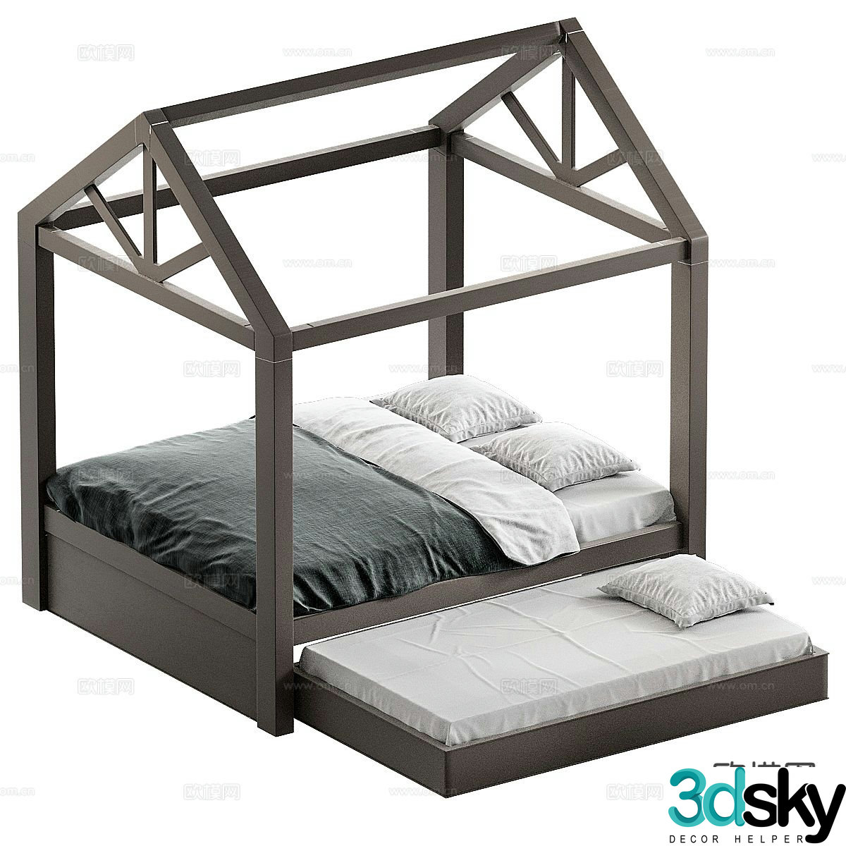 Modern double bed 3d model
