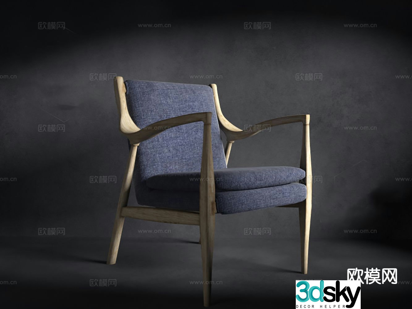 Single chair solid wood chair tea chair leisure chair 3d model