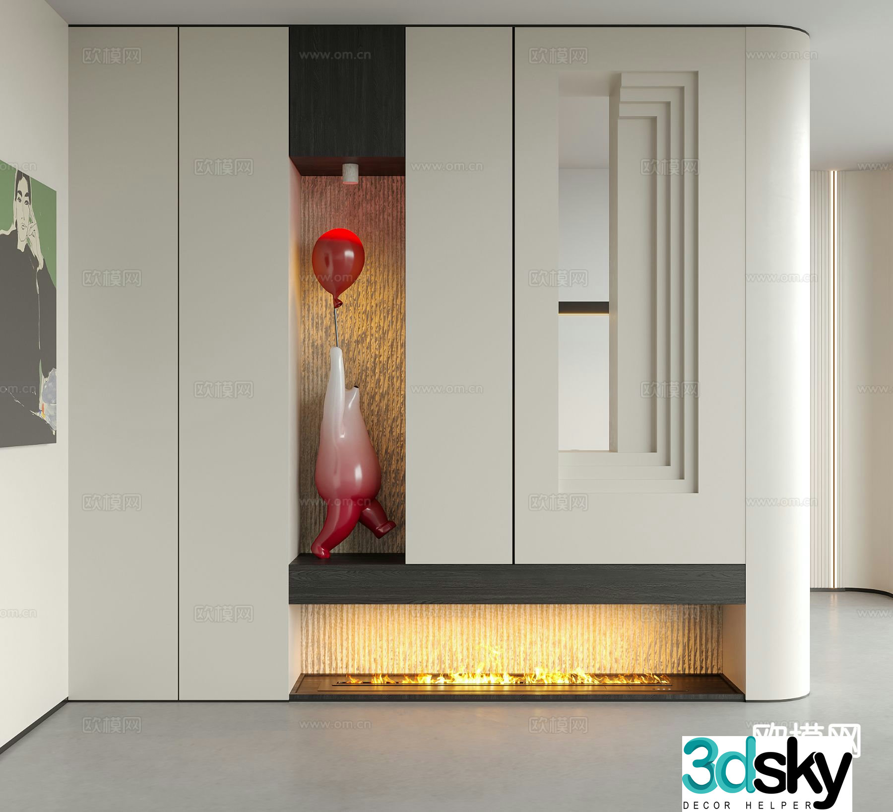 Modern entrance hall landscape wall entrance partition 3D model