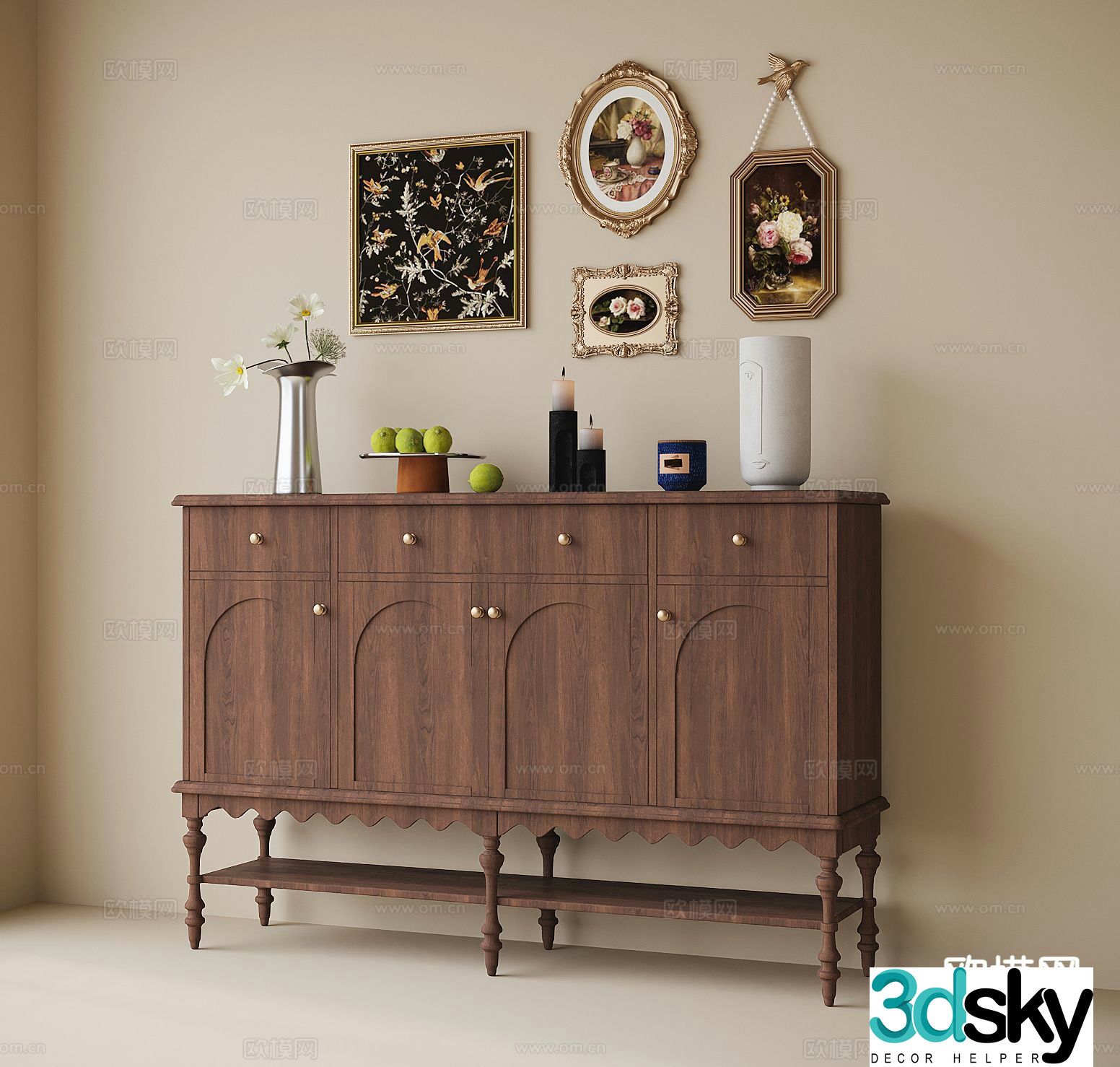 French entryway cabinet side cabinet 3d model