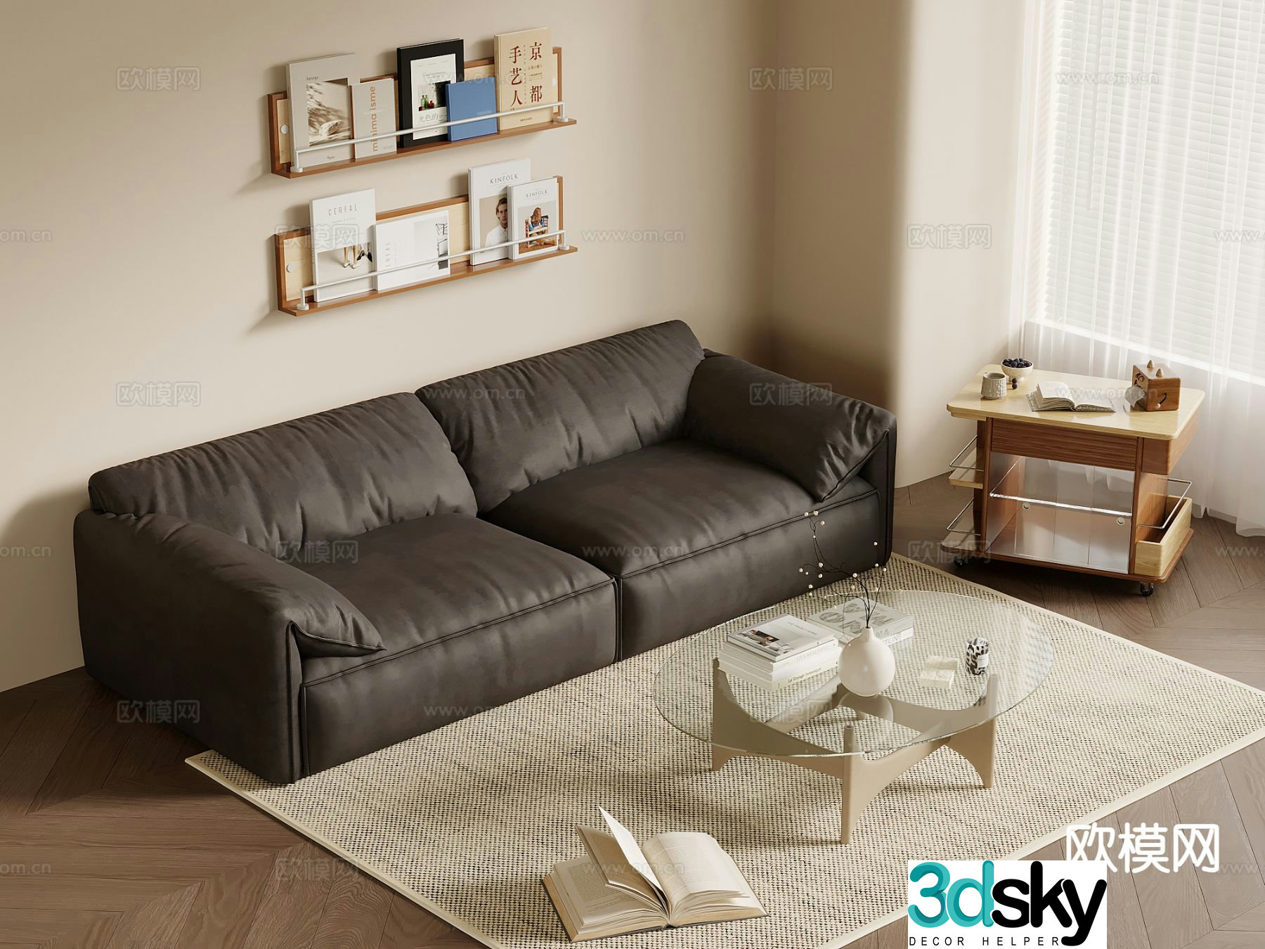 Medieval style double sofa 3d model
