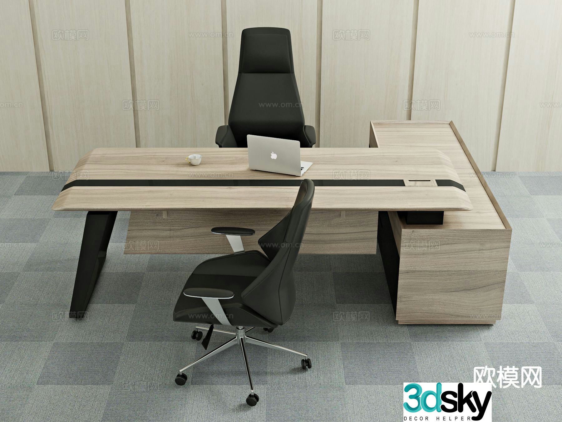 Modern office desk and chair boss desk desk desk 3d model