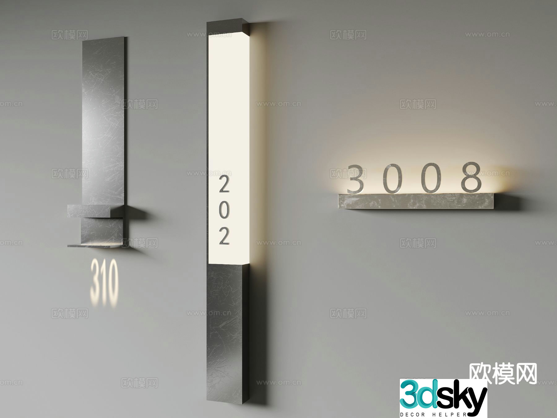 Modern logo, signage, hotel door sign 3d model