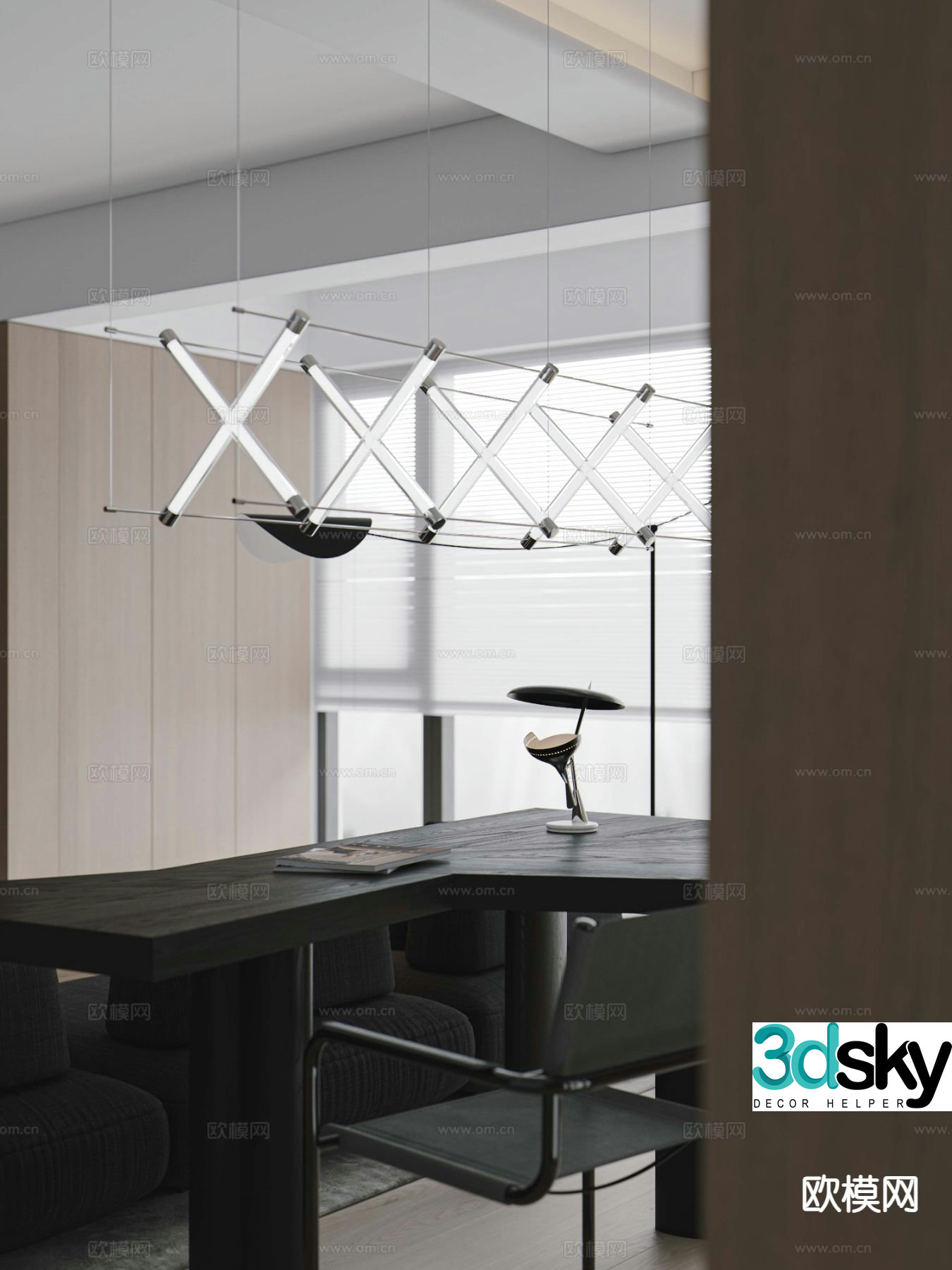 modern desk writing desk 3d model
