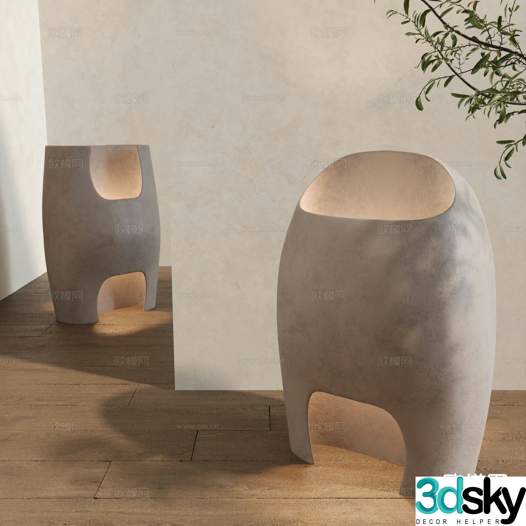 Wabi-sabi floor lamp 3d model