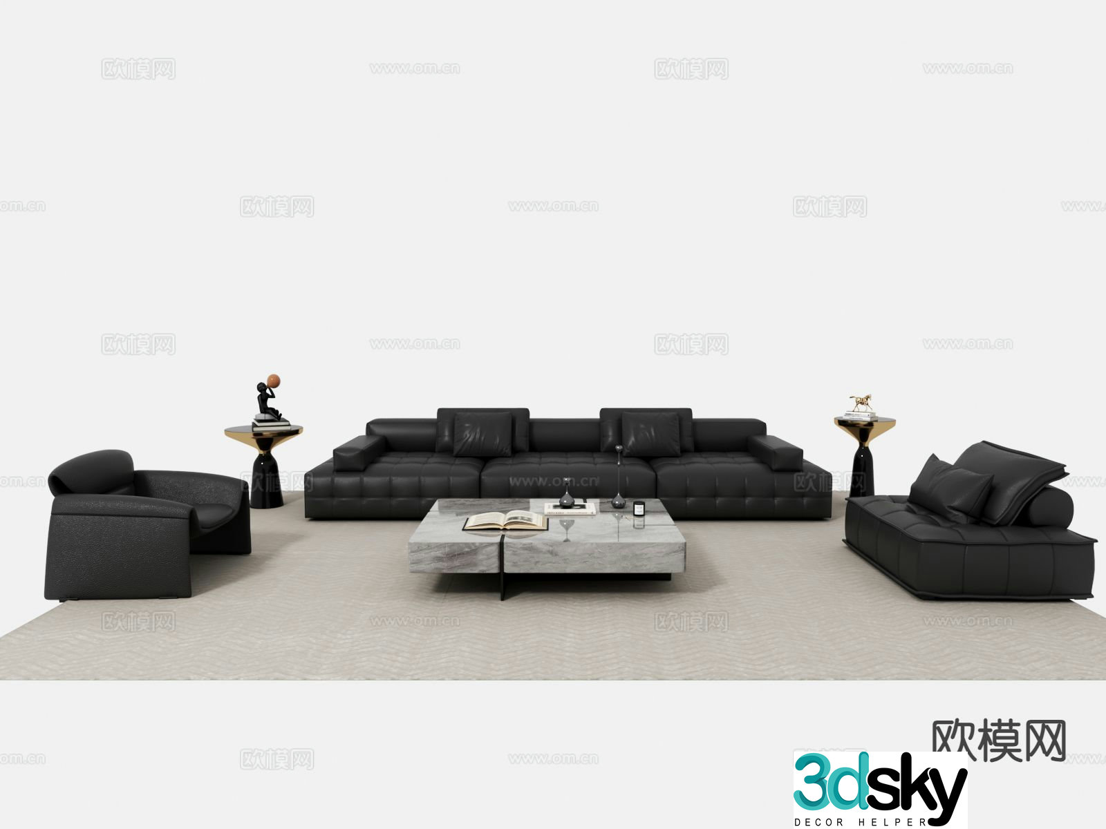 Italian leather sofa modular sofa 3d model