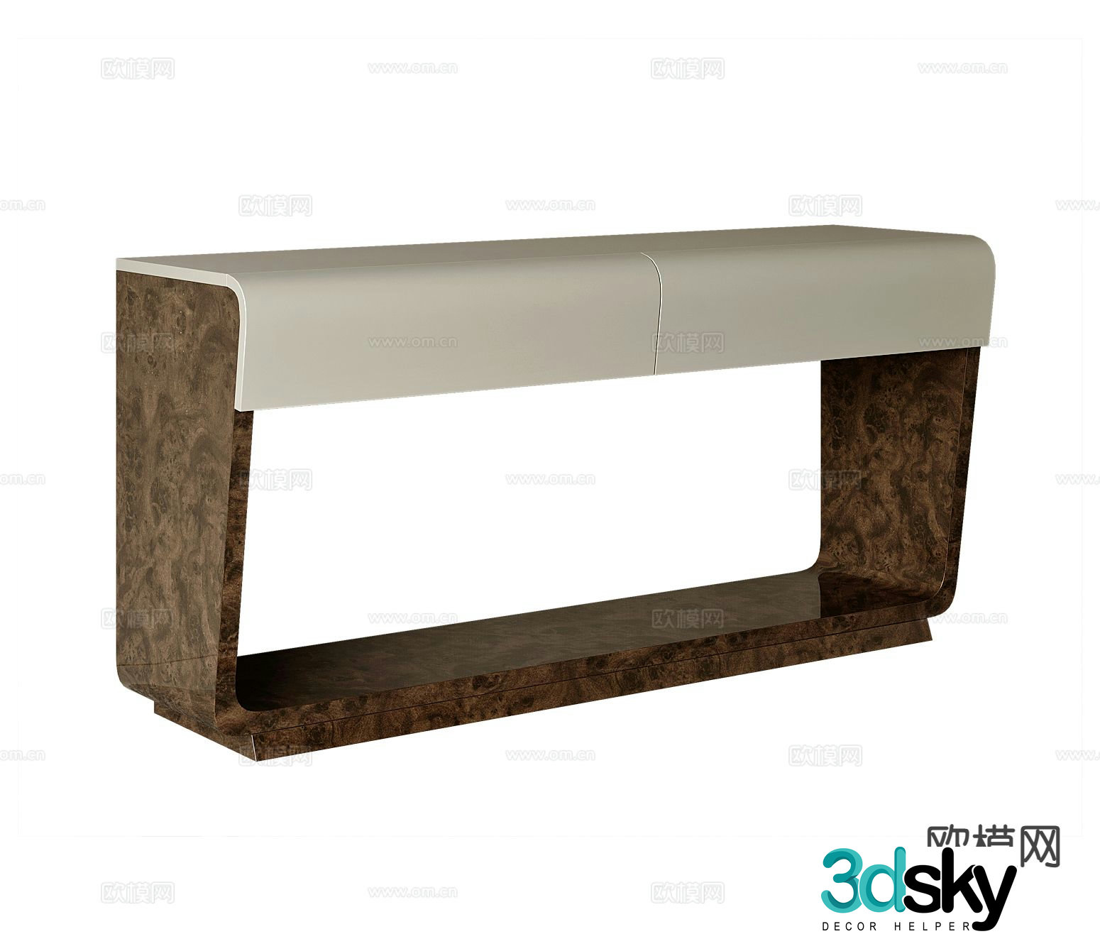 Italian side cabinet end view desk 3D model