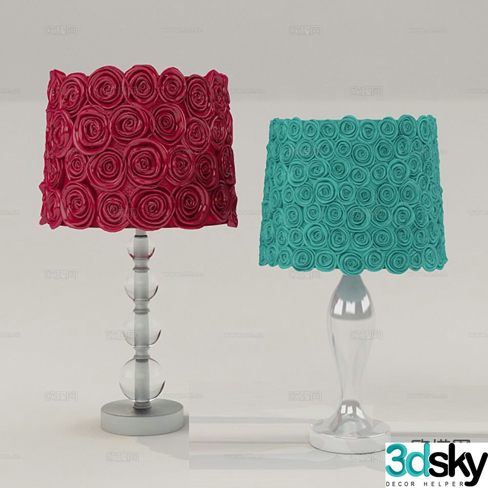 Simple European table lamp floral table lamp 3d model