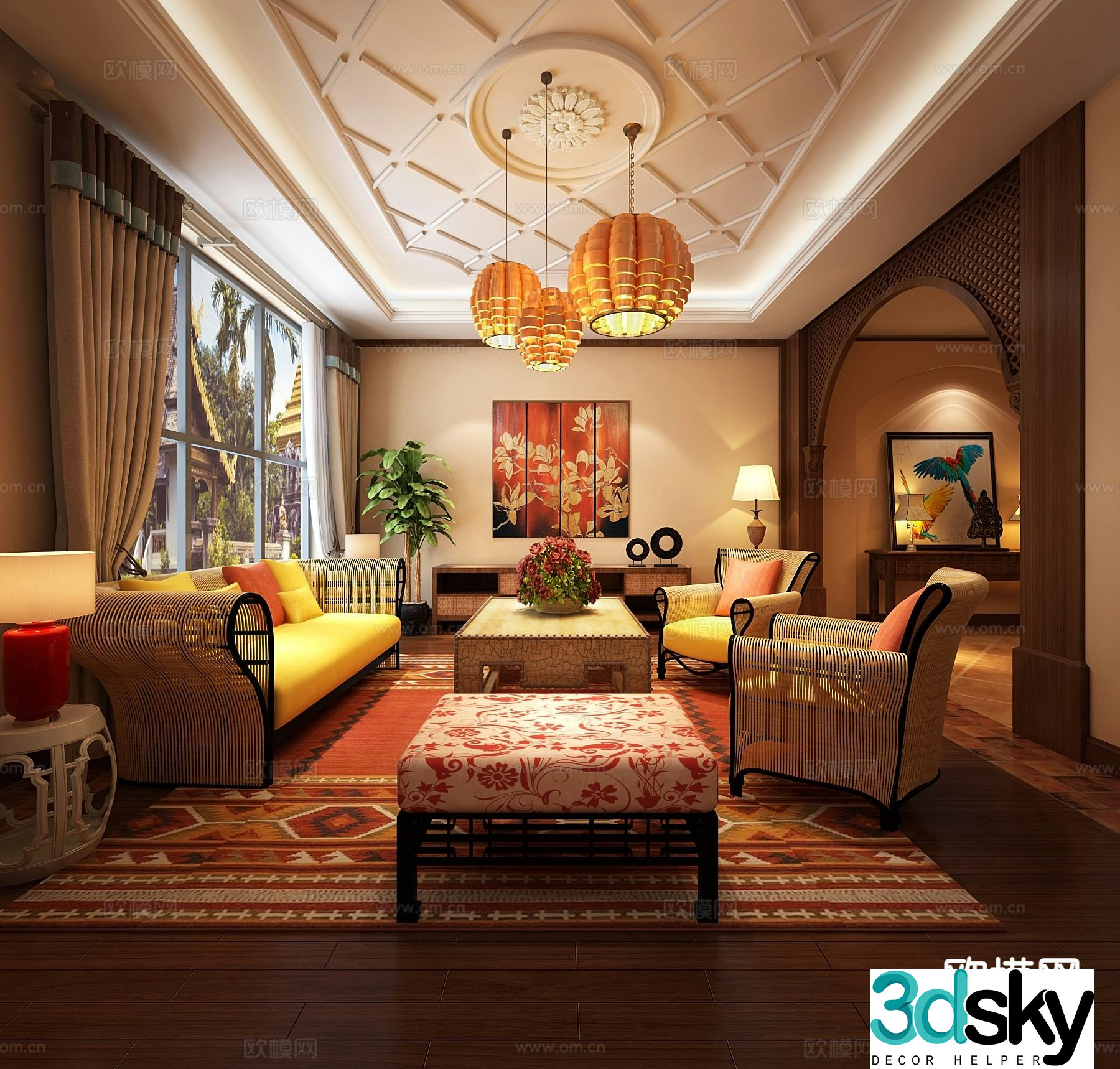 Southeast Asian living room 3d model