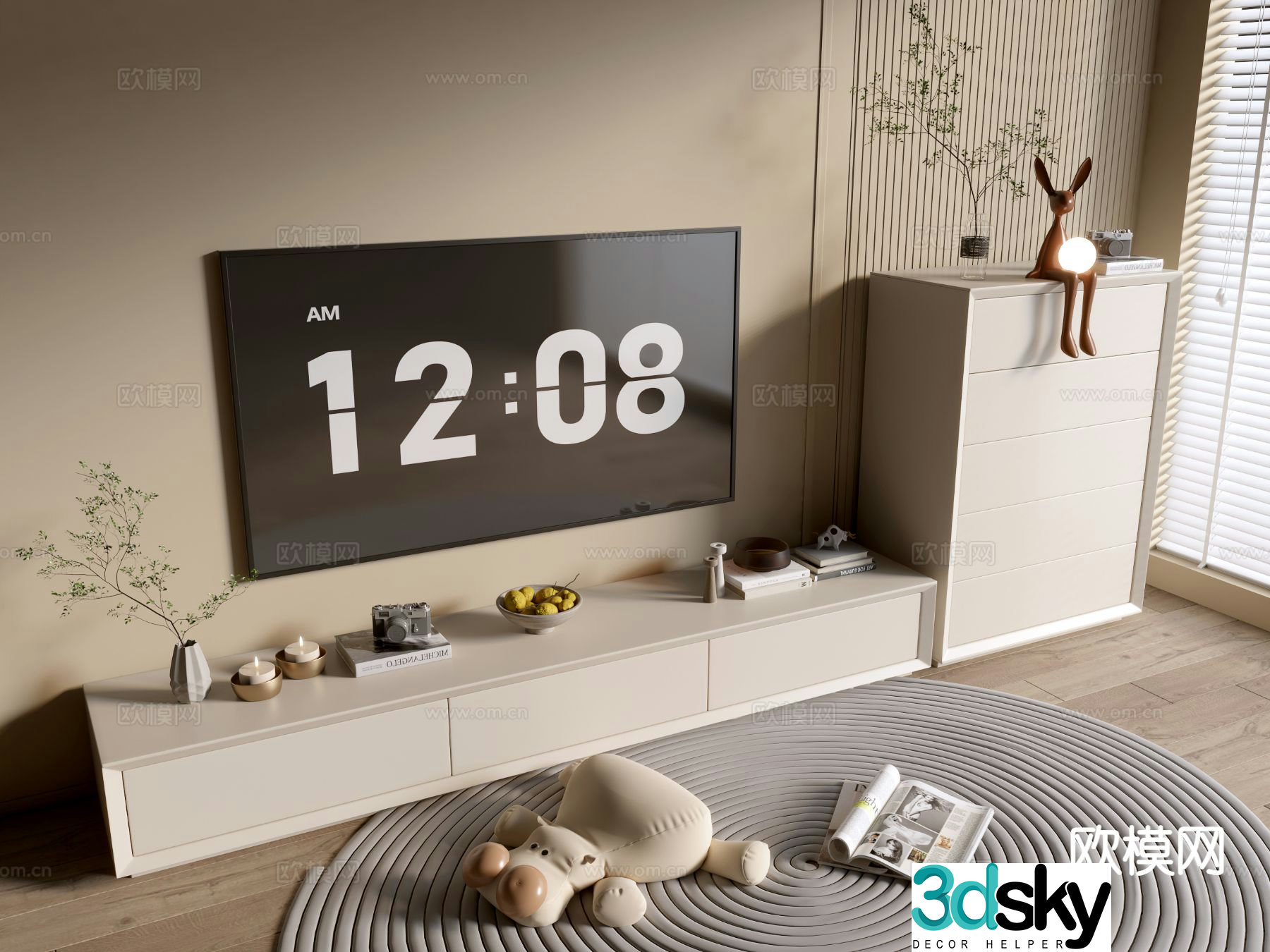 Cream style TV cabinet 3d model