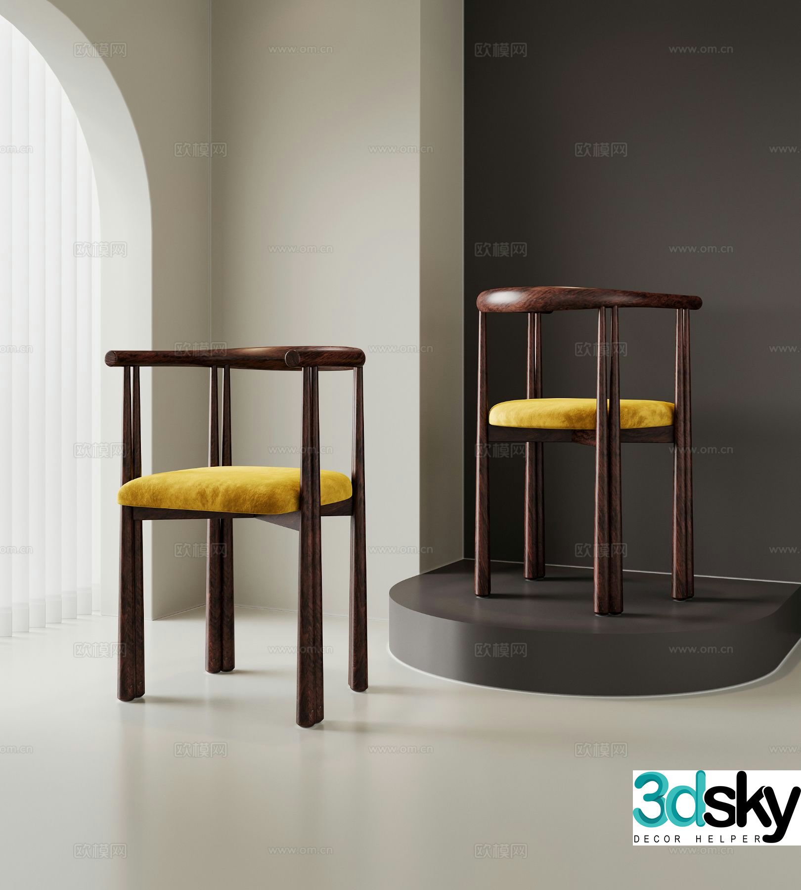 Modern single chair dining chair chair 3d model
