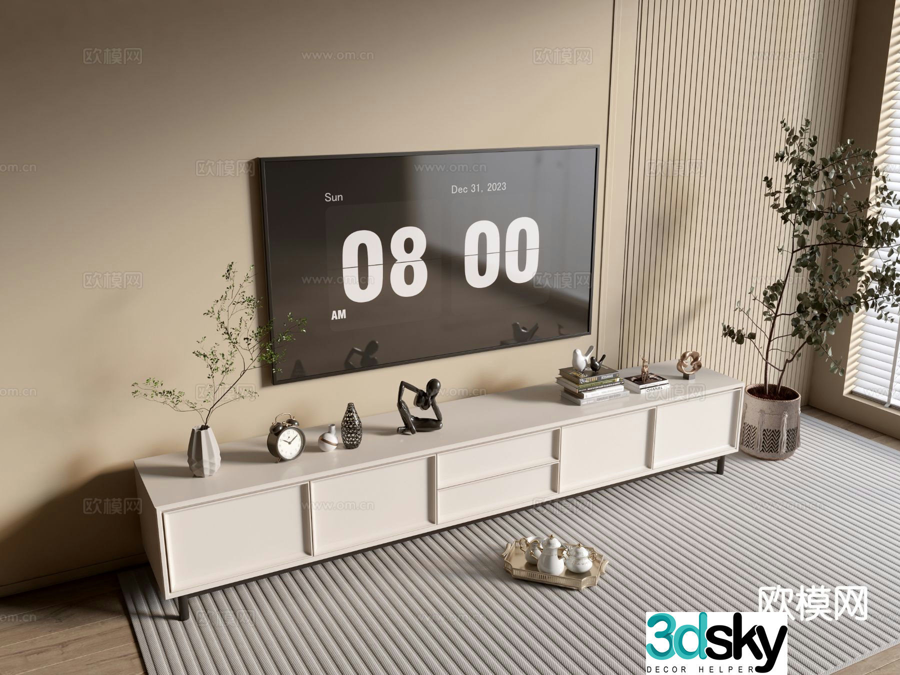 Cream style TV cabinet 3d model