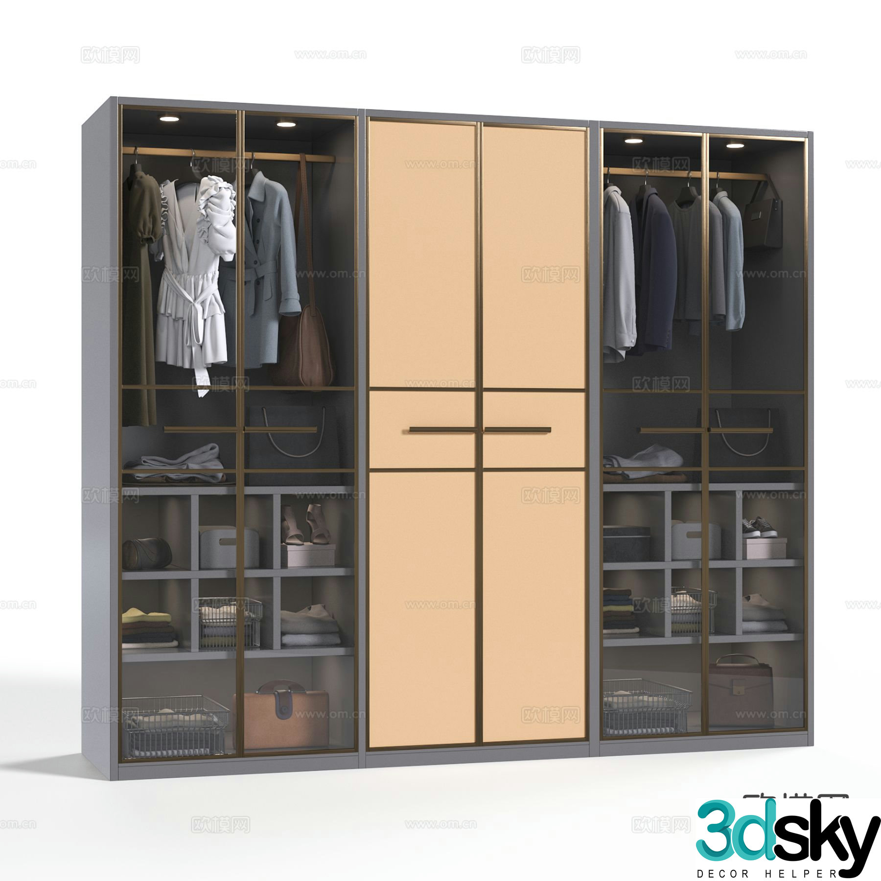 Modern glass wardrobe 3d model