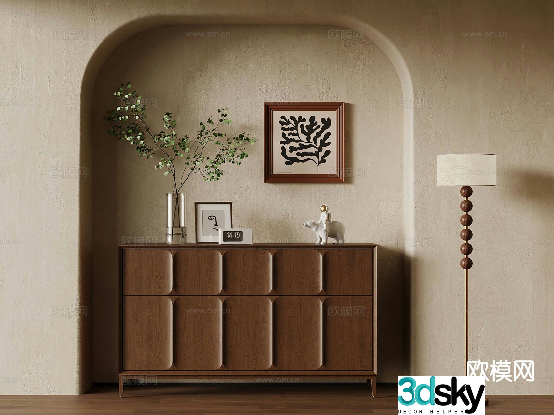 Medieval style entrance cabinet and side cabinet 3D model