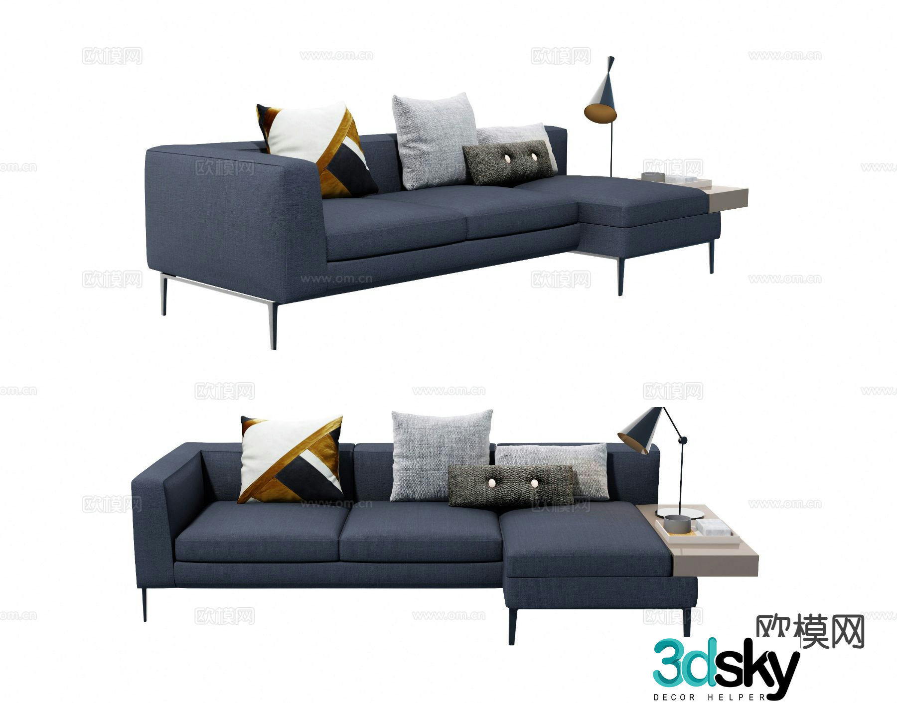 Modern corner sofa multi-person sofa 3d model