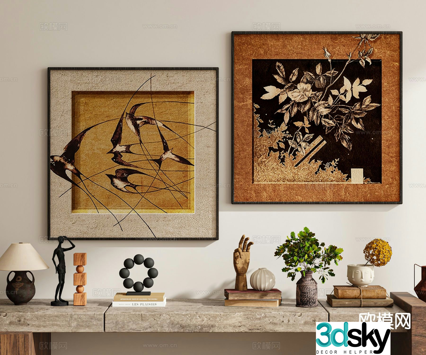 Medieval style hanging painting decorative painting retro painting 3D model